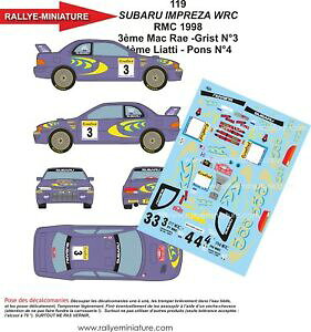 �y���������z�͌^�ԁ@�X�|�[�c�J�[�@�f�B�[�L����118119 subaru impreza wrc mcrae�����ecarlo 1998decals 118 ref 119 subaru impreza wrc mc rae rally monte carlo 1998 rall