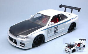 �y���������z�͌^�ԁ@�X�|�[�c�J�[�@�X�J�C���C��r���z���C�g�`���[�i�[���f��nissan skyline gtr r34 2002 02 white jdm tuners 124 model jada toys
