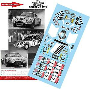 yz͌^ԁ@X|[cJ[@fJ[ApCm[[Tdecals 112 ref 495 alpine renault a110 therier rallye san remo 1973 wrc