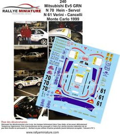【送料無料】模型車　スポーツカー　デカールランサーエボラリーマウントモンテカルロラリーdecals 118 ref 240 mitsubishi lancer evo v eh rally mounted carlo 1999 rally