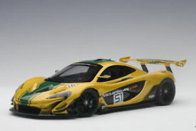 【送料無料】模型車　スポーツカー　マクラーレン＃ジュネーブストライプmclaren p1 gtr 51 geneve autoshow 2015 yellow green stripes autoart 118 aa8154