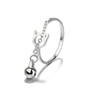 �y���������z�L�@�L���b�g�@�����O�@�x��rinhoorinhoo silver finger bell cat rings for women adjustable