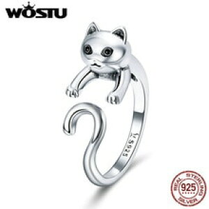 �y���������z�L�@�L���b�g�@�����O�@100wostu925�X�^�[�����O�y�b�g�p�[�e�B�[cqr409wostu 100 real 925 sterling silver cute pet cat finger rings for women authentic silver par