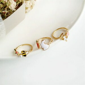 �y���������z�L�@�L���b�g�@�����O�@�E�T�M�g�����f�B�I�[�v��xedz cartoon bee rabbit cat alloy open pearl trendy women