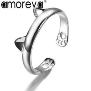 �y���������z�L�@�L���b�g�@�����O�@amorevaamoreva silver color cat ear cute design jewelry