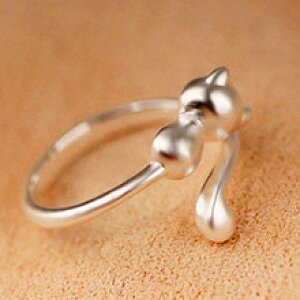 �y���������z�L�@�L���b�g�@�����O�@�I�[�v�������Obluelans sweet cute animal cat open finger ring women