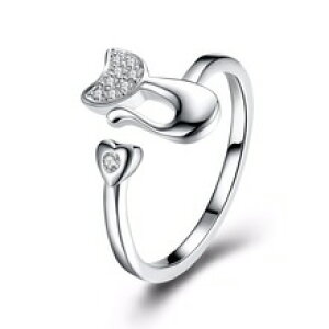 �y���������z�L�@�L���b�g�@�����O�@925inalisinalis cute cat with love heart 925 stamped women
