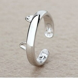 �y���������z�L�@�L���b�g�@�����O�@�T�C�Y20192019 silver cat ear open ring resizable for women