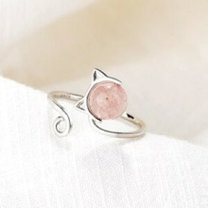 �y���������z�L�@�L���b�g�@�����O�@�T�C�Y�s���Nadjustable white pink love cat roll up tail size open ring