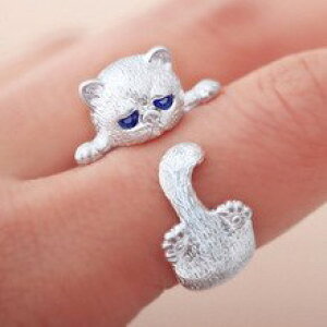 yzL@Lbg@O@lRWRadjustable cute blue eyed kitten zircon plated cat ring