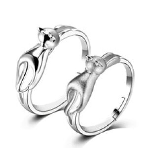 �y���������z�L�@�L���b�g�@�����O�@qiaochao 925�X�^�[�����Oqiaochao 925 sterling silver threedimensional cute cat