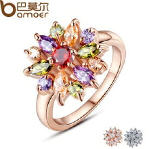 yzL@Lbg@O@bamoer 3aaa}`J[WRberloque6 789jir031bamoer 3 colors rose gold color finger ring for women with aaa multicolor cubic zi