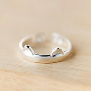 �y���������z�L�@�L���b�g�@�����O�@�V���o�[�I�[�v�������Osmjel silver cute cat ear open rings for women katten