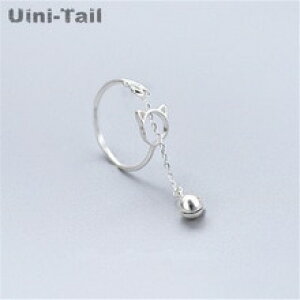 yzL@Lbg@O@zbgX^[OVo[xOuinitail hot 925 sterling silver cat bell ring korean