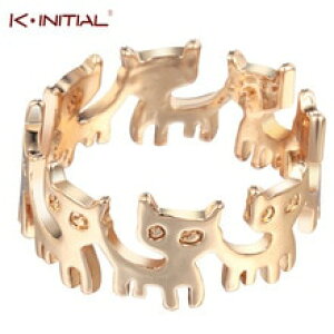 �y���������z�L�@�L���b�g�@�����O�@kinitialkinitial cute gold connect ring for women wedding animal