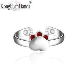 yzL@Lbg@O@925X^[OVo[kongfukongfu in hands 925 sterling silver cute cat paw woman