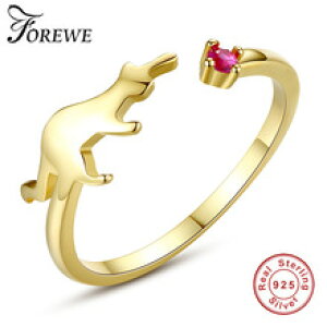 �y���������z�L�@�L���b�g�@�����O�@forewe 925�X�^�[�����O�V���o�[�����Oforewe 925 sterling silver lovely cat long ring for women