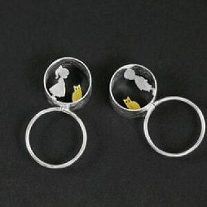 �y���������z�L�@�L���b�g�@�����O�@inature 925�X�^�[�����O�I�[�v��inature 925 sterling silver cat open finger ring for women
