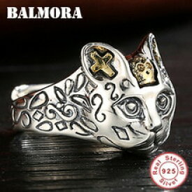 【送料無料】猫　キャット　リング　100balmora925スターリングbalmora 100 real 925 sterling silver cute cat finger