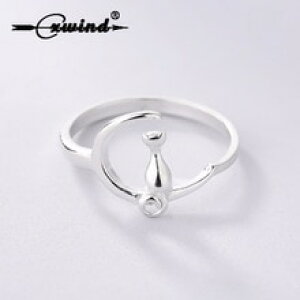 �y���������z�L�@�L���b�g�@�����O�@cxwind���j�[�Ncxwind unique design star moon cat finger silver for women