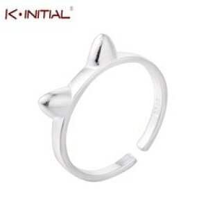 �y���������z�L�@�L���b�g�@�����O�@�f�U�C�������Okinitial silver plated cat ear design cute ring for women