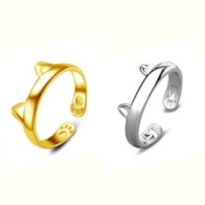 �y���������z�L�@�L���b�g�@�����O�@�����O���[�Y�S�[���h�I�[�v�������Orefaxi 1* cat ears open ring rose gold rings for women