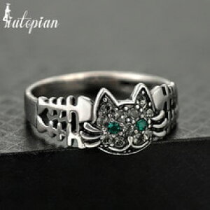 �y���������z�L�@�L���b�g�@�����O�@���o�C�o��iutopian�u�h�E�L���b�g�{�[�kanelsiutopian vintage retro cute cat bone anels for women