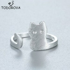 �y���������z�L�@�L���b�g�@�����O�@todorova925�X�^�[�����O�I�[�v��todorova pure 925 sterling silver animal open cat women