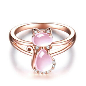 �y���������z�L�@�L���b�g�@�����O�@boakoczboako rose gold color cute cat animal cz for women girls
