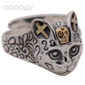 �y���������z�L�@�L���b�g�@�����O�@aboops���B���e�[�W2925�X�^�[�����Oaboops adjustable vintage two tone 925 sterling silver cat