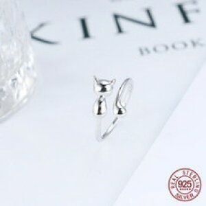 �y���������z�L�@�L���b�g�@�����O�@925 �X�^�[�����O�x���L���b�g�x��925 sterling silver finger bell cat rings for women