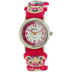 【送料無料】腕時計　ラヴェルピギーバックホットピンクストラップウォッチravel time teacher 3d piggy hot pink strap watch telling time award r151369