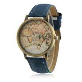 【送料無料】腕時計　カウボーイデニムストラップcowboy strap map watch by plane watches denim fabric quartz watch 7 color for