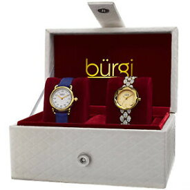 【送料無料】腕時計　バールゴールドトーンスワロフスキークリスタルレザークオーツwomens burgi bur133yg goldtone quartz swarovski crystal leather watch set