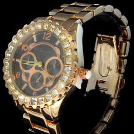 【送料無料】腕時計　ローズゴールドプリンセスカットベゼルクオーツwomens luxury 39mm rose gold finish princess cut cz bezel quartz wrist watch