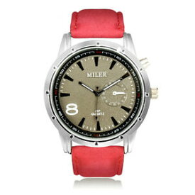 【送料無料】腕時計　レザースポーツラウンドクオーツmiler a87 sport round pu leather women men quartz wrist watch