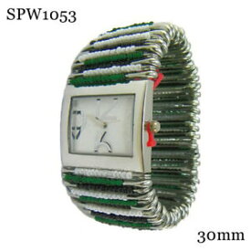 【送料無料】腕時計　セーフティピンビーズファッションウォッチホワイトグリーンsafety pin beaded fashion watch 30mm whitegreen