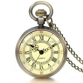 【送料無料】腕時計　ペンダントチェーンネックレスアンティークビンテージブロンズトーン