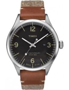 腕時計　モデルウォーターベリーレトロtimex orologio uomo,modello waterbury,quadrante nero retro illuminato indiglo