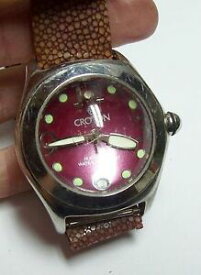 【送料無料】腕時計　ヴィンテージクロトンラズベリードームウォッチvintage croton raspberry colored dome watch