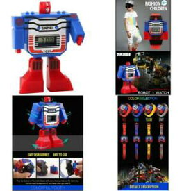 【送料無料】腕時計　ウォッチサイトスポーツロボットgift cartoon sports robot transformation toys boys wrist watch blue