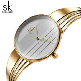 【送料無料】腕時計　ファッションクォーツゴールドブレスレットshengke fashion quartz watch women luxury gold bracelet watches lady dress cr