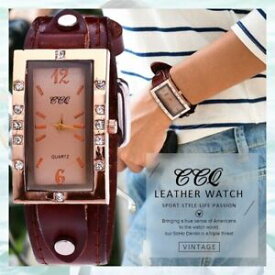 【送料無料】腕時計　ファッションビンテージラインストーンウォッチカジュアルccq fashion vintage genuine cow leather rhinestone watches casual women wris