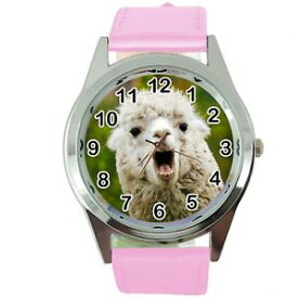 【送料無料】腕時計　スチールピンククォーツアナログドラマラマアルパカウォッチlama alpaca no drama steel pink leather quartz analog watch uhr reloj