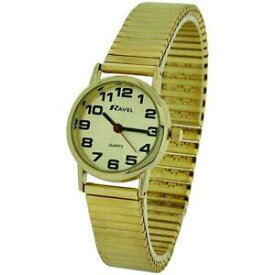 【送料無料】腕時計　ラヴェルレディースゴールドステンレススチールブレスレットストラップウォッチソフトravel ladies gold stainless steel soft expanding bracelet strap watch r0208052