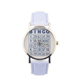 【送料無料】腕時計　ホワイトレディースカジュアルレザークォーツアナログノベルティビンゴ1x white womens casual leather quartz analogue novelty bingo gift wrist watch