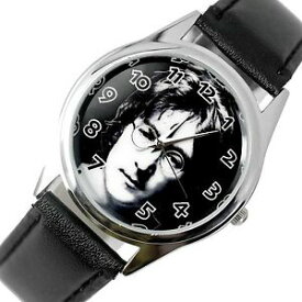 【送料無料】腕時計　ジョンレノンウォッチラウンドステンレススチールレザーロックミュージックウォッチ