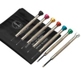 【送料無料】腕時計　メーカープラスドライバポーチスペアブレードアルマイトwatchmakers screw driver set of 7 with anodised top with spare blades in pouch