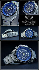 【送料無料】腕時計　シリーズクロノグラフベゼルcavadini serie matador herrn chronograph azurblau drehbare lnette luxus pur