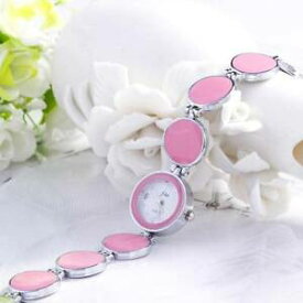 【送料無料】腕時計　ファッションピンクエナメルアメリカ fashion pink enamel circle watch ~ free shipping to usa w06